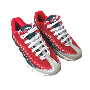 Nike Air Max 98 Ugly Christmas Sweater Red Green Holiday Shoes 5.5Y/Women's 7